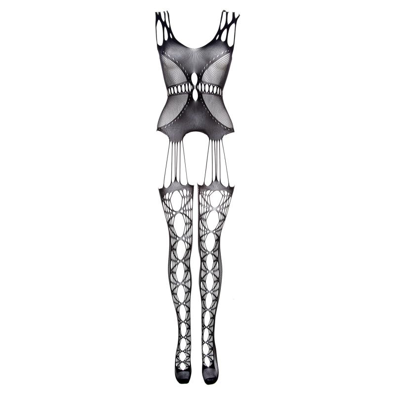 Catsuit mit Straps-Design Schwarz - Curvy