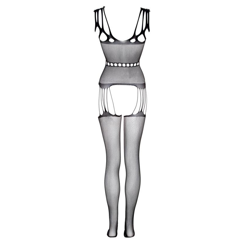 Catsuit mit Straps-Design Schwarz - Curvy