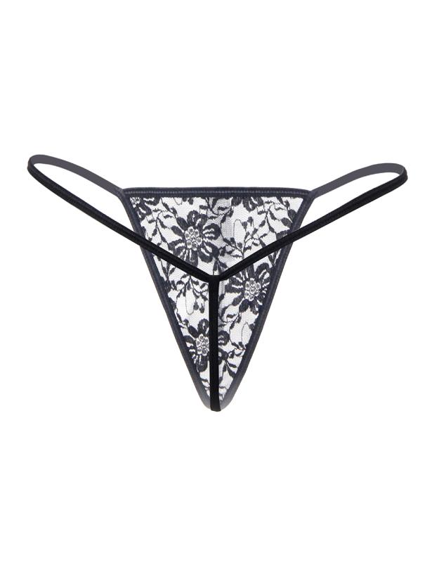 2er-Pack Spitzen-Tangas - Schwarz