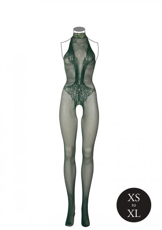 Spitzen-Netz-Catsuit - Grün