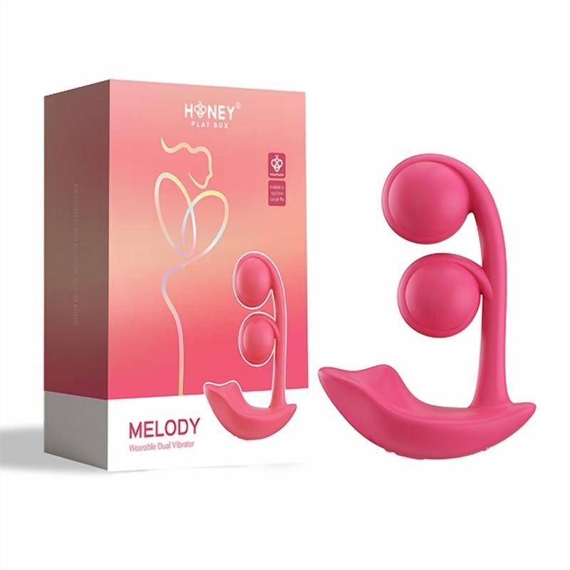 HoneyPlayBox - Melody-Drucksensor App-gesteuerte Zwillingsbälle Clitoris- & G-Punkt-Vibrator Magenta