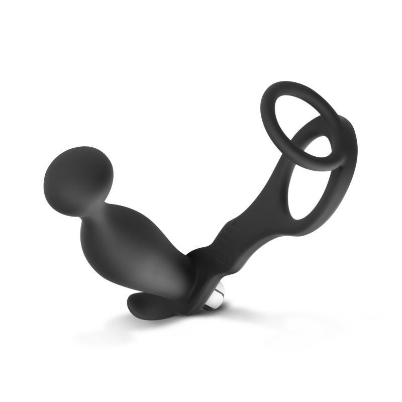 Prostata-Vibrator & Cock- und Ballring - Schwarz