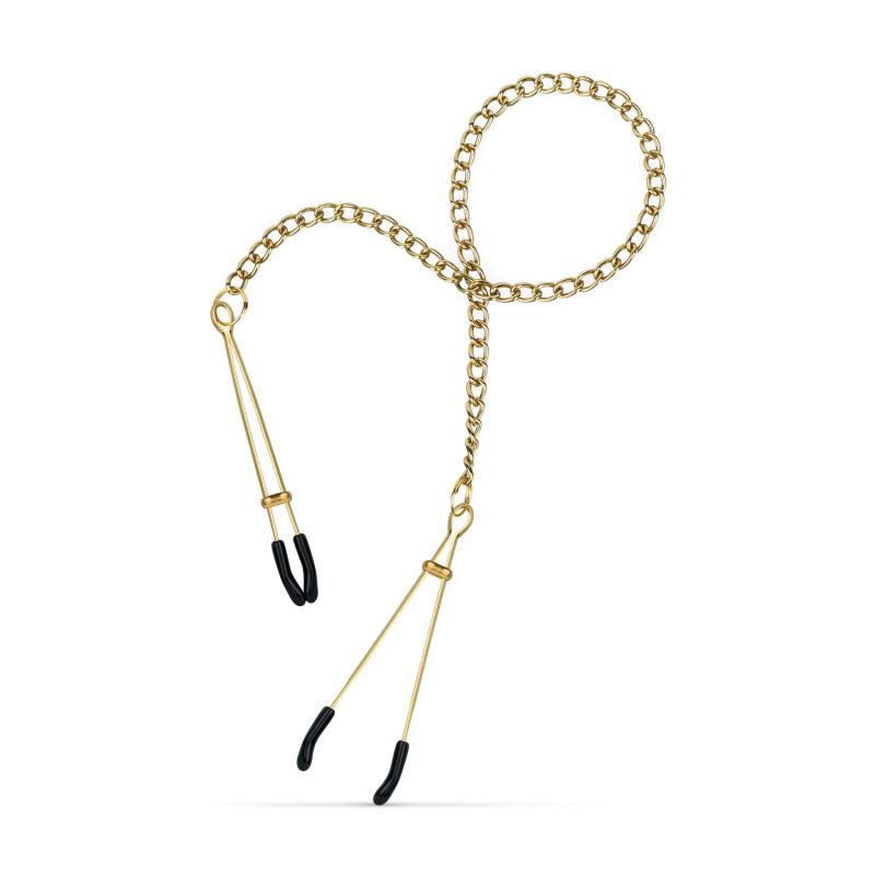 Goldene Brustwarzenklemmen mit Kette