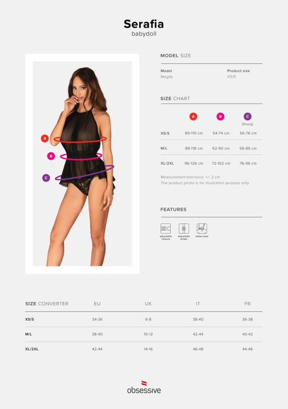 Obsessive - Serafia Babydoll & String - Schwarz