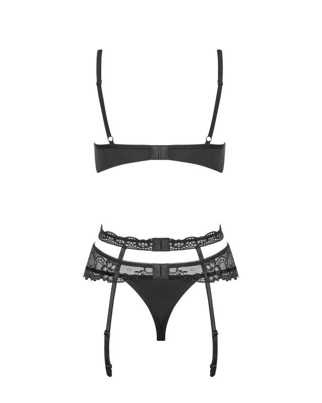 Heartina 3-teiliges Strumpfhalter-Set - Schwarz