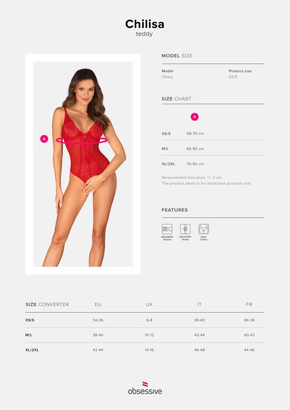 Obsessive - Chilisa Schrittoffener Teddy - Rot