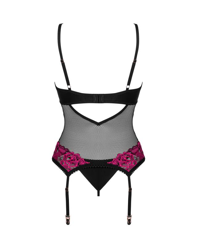 Obsessive - Rosenty Strumpfhalter Korsett - Schwarz/Lila