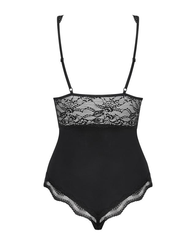 Stringbody mit Spitze - Schwarz