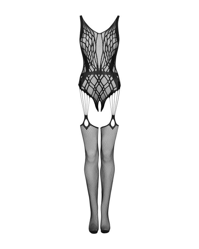Bodystocking mit offenem Schritt - Schwarz