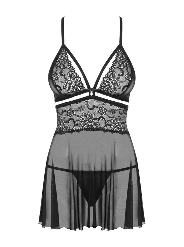 Babydoll und Tanga - Schwarz