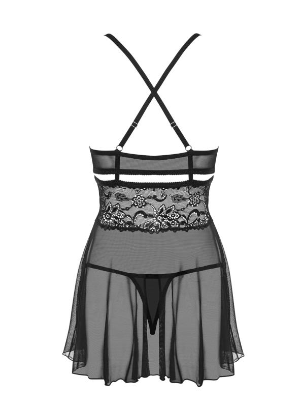Babydoll und Tanga - Schwarz