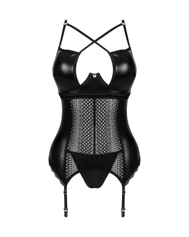 Obsessive - Norides Korsett & String - Schwarz