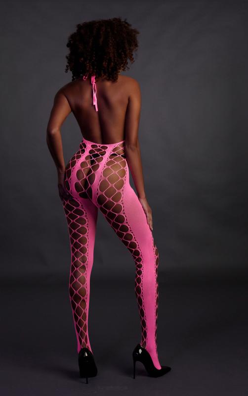 Catsuit mit Neckholder - Rosa
