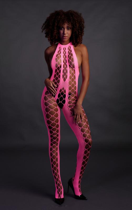 Catsuit mit Neckholder - Rosa