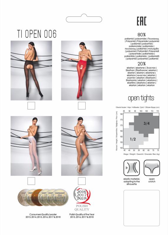 Passion - Tiopen 006 Strumpfhose mit offenem Schritt - Schwarz
