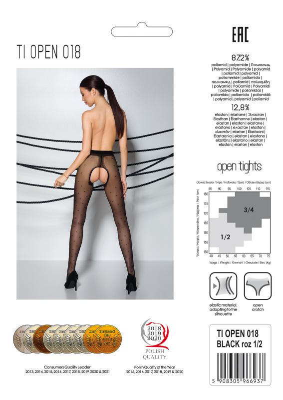 Passion - Tiopen 018 Strumpfhose mit offenem Schritt - Schwarz