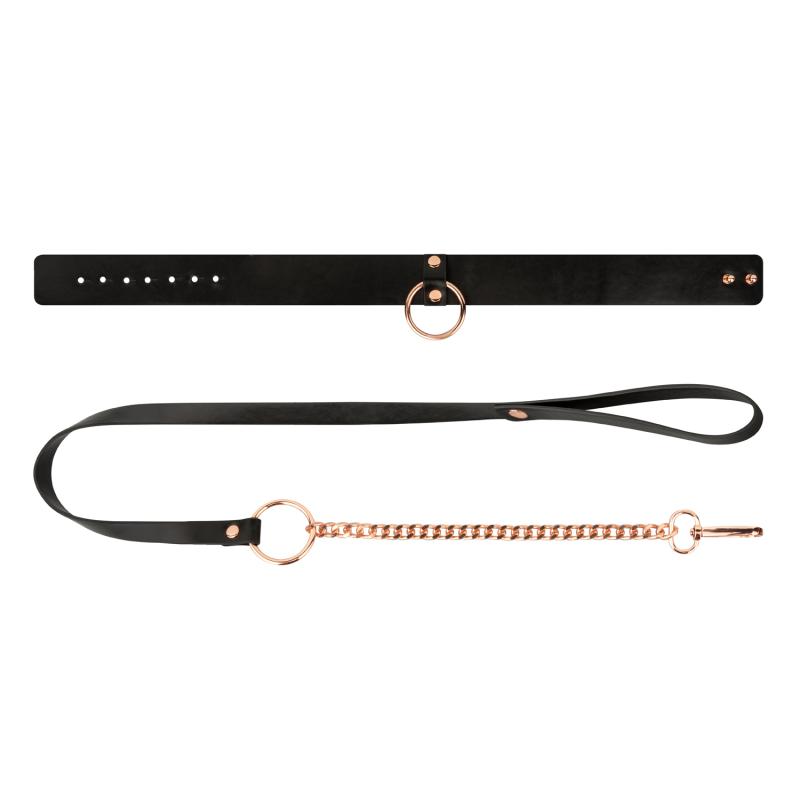 Rosy Gold - Halsband mit Leine - Schwarz