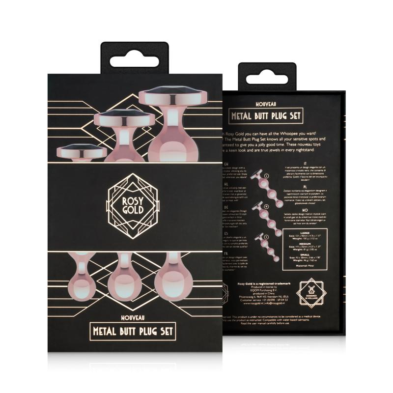 Rosy Gold - Metall-Buttplug-Set 3 Teile - Roségold