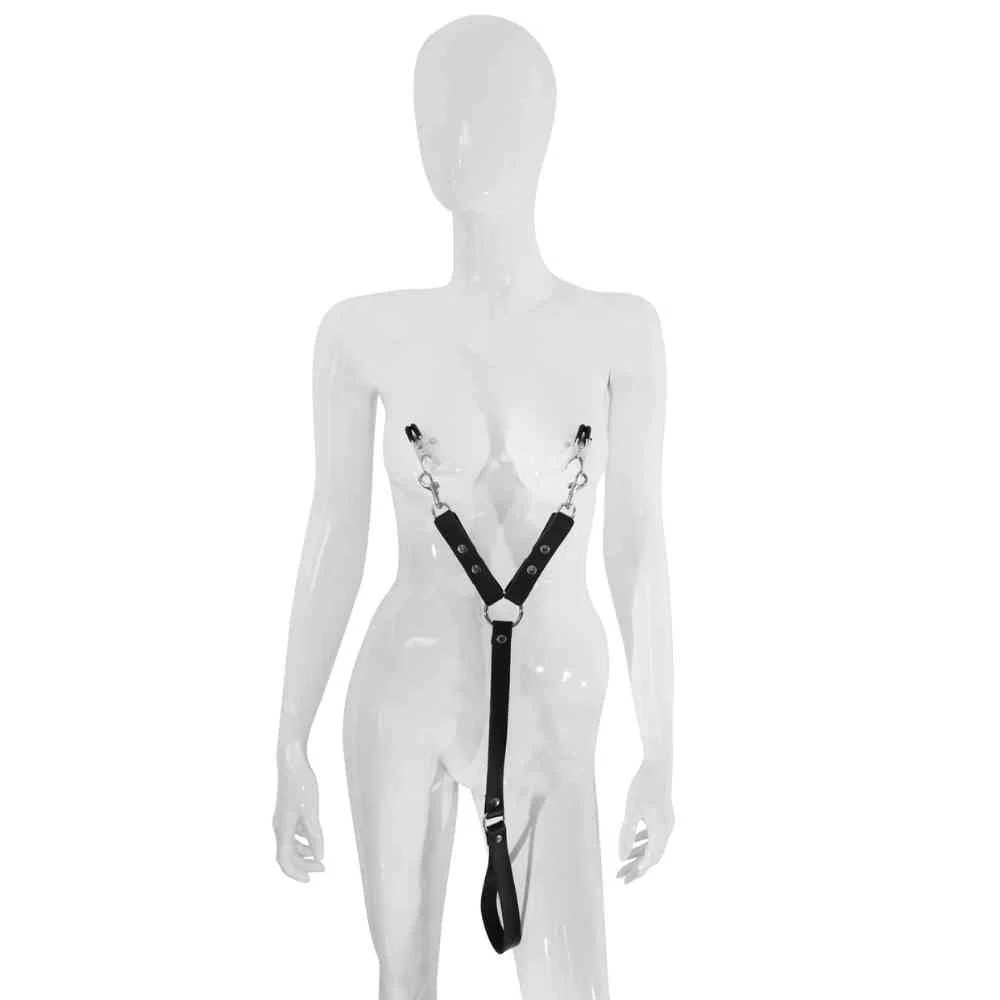 Pet Play Leine mit Nippelklemme