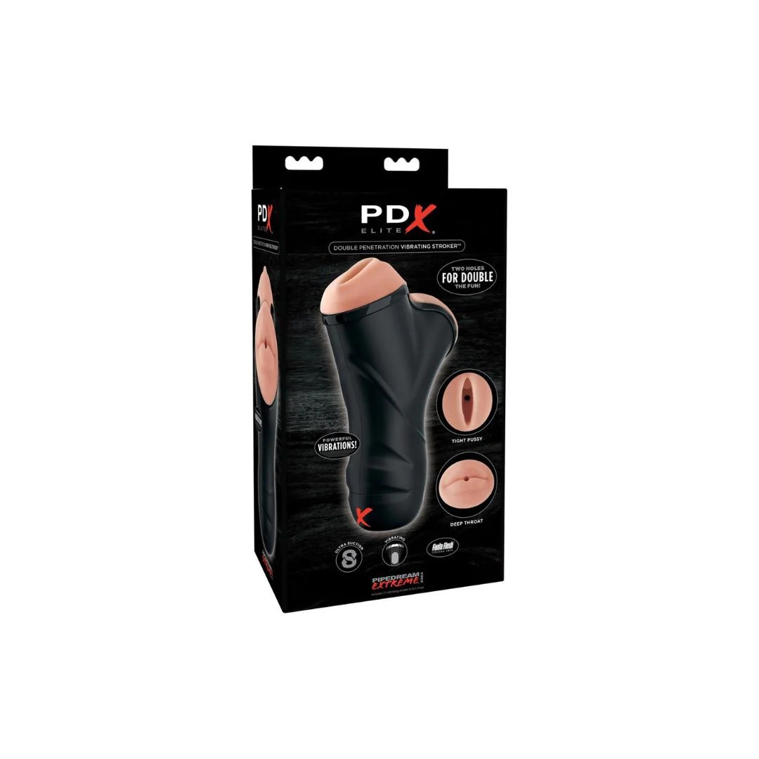 Masturbator „Double Penetration Vibrating Stroker“ mit 2 Öffnungen