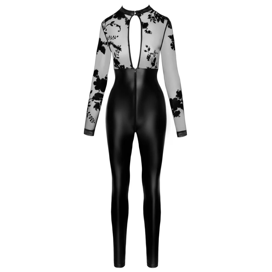 Overall im Powerwetlook mit samtbeflocktem Oberteil, L - SALE