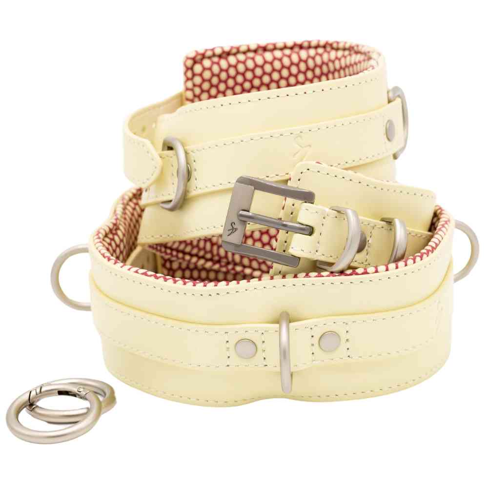 Leder Oberschenkelfesseln "Red Berry"