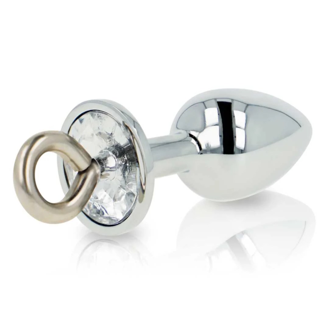 Edelstahl Analplug mit Kristall und Ring