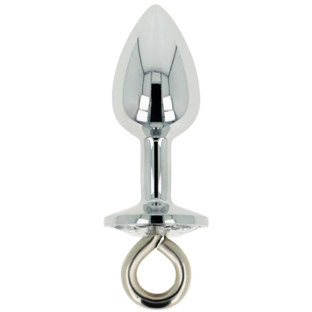 Edelstahl Analplug mit Kristall und Ring