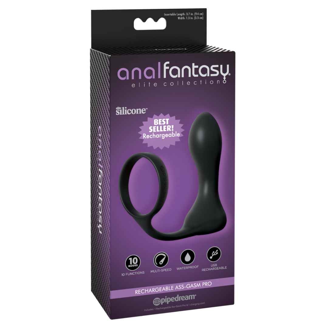 Analvibrator mit Penisring „Rechargeable Ass-Gasm Pro“