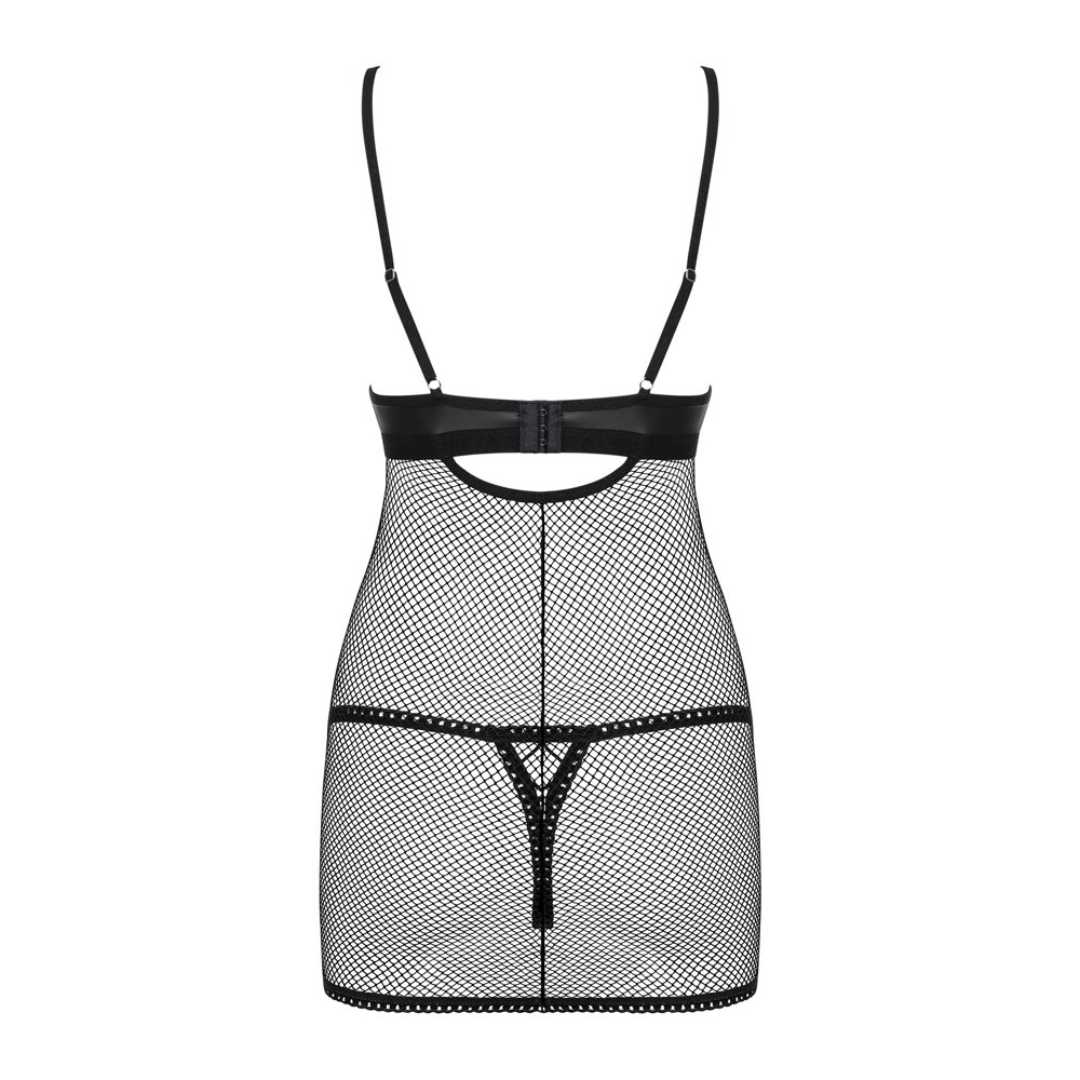 Negligé plus String „Redella“ aus Stretchnetz