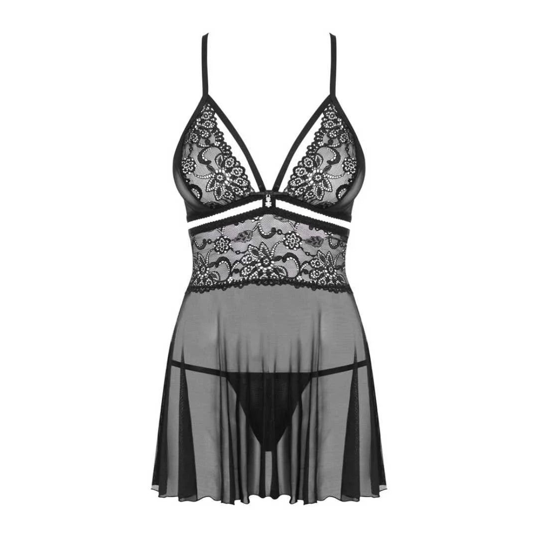 Babydoll mit Spitzeneinsatz plus String