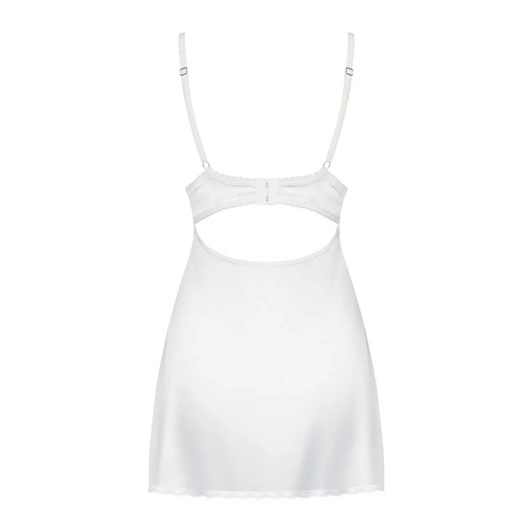 Negligé plus String aus Satin und Spitze