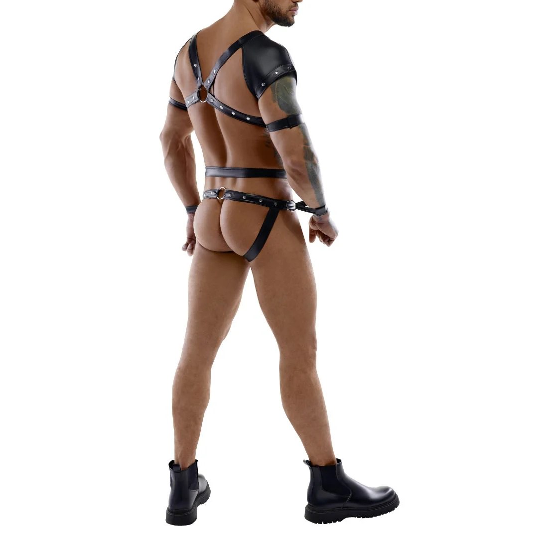 Body in Harness-Optik mit Fesseln