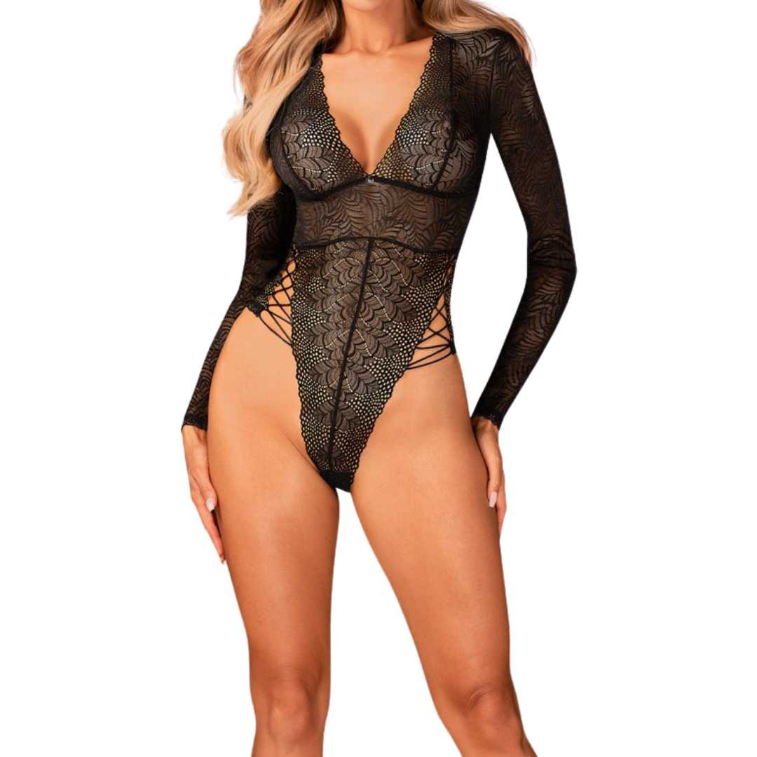 Spitzen-Body "Merlys" mit Hüft-Schnürung