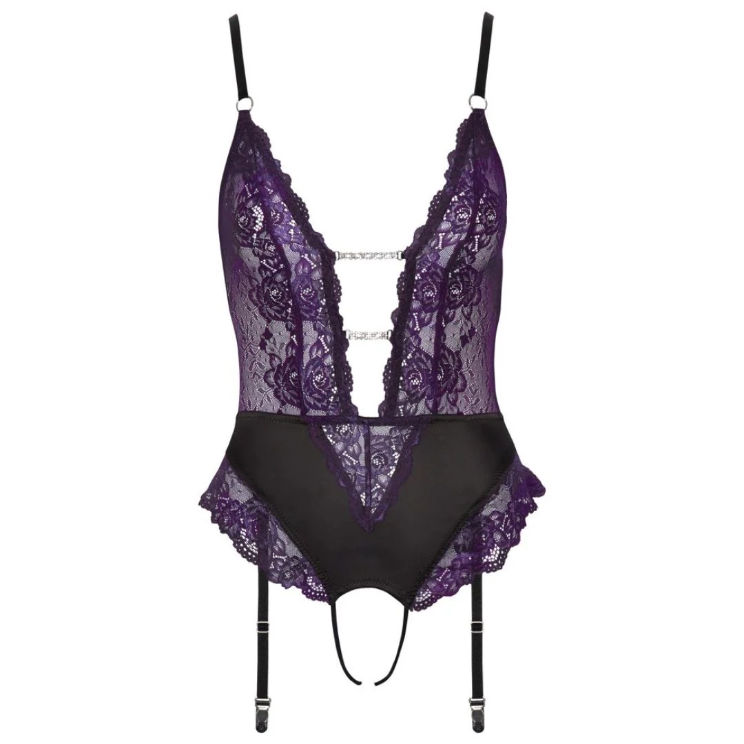Straps-Body ouvert aus lila Spitze