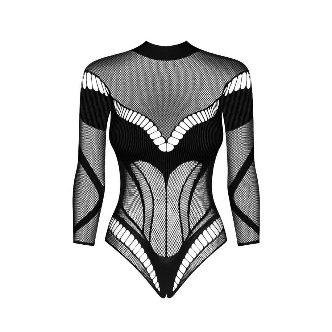 Langarm-Netzbody ouvert mit Cut-Outs