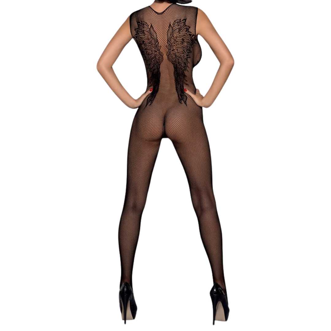 Catsuit ouvert mit Flügel-Motiven