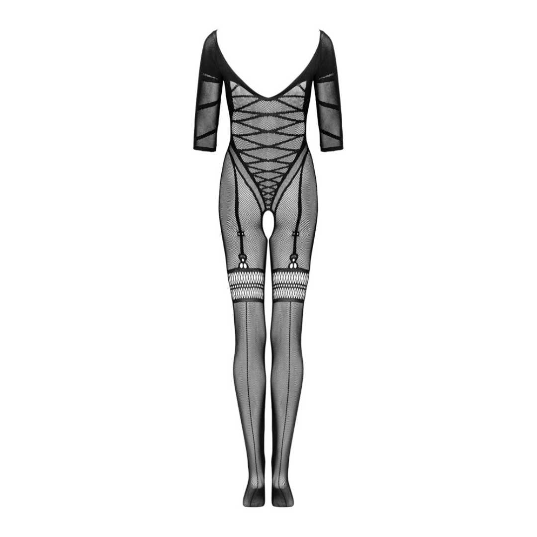 Netz-Catsuit ouvert mit Korsett-Optik