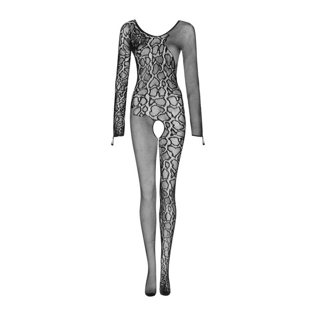 Catsuit ouvert mit Leoparden-Motiv