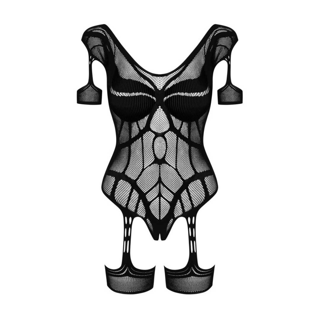 Netz-Body mit Strumpfhalter-Design