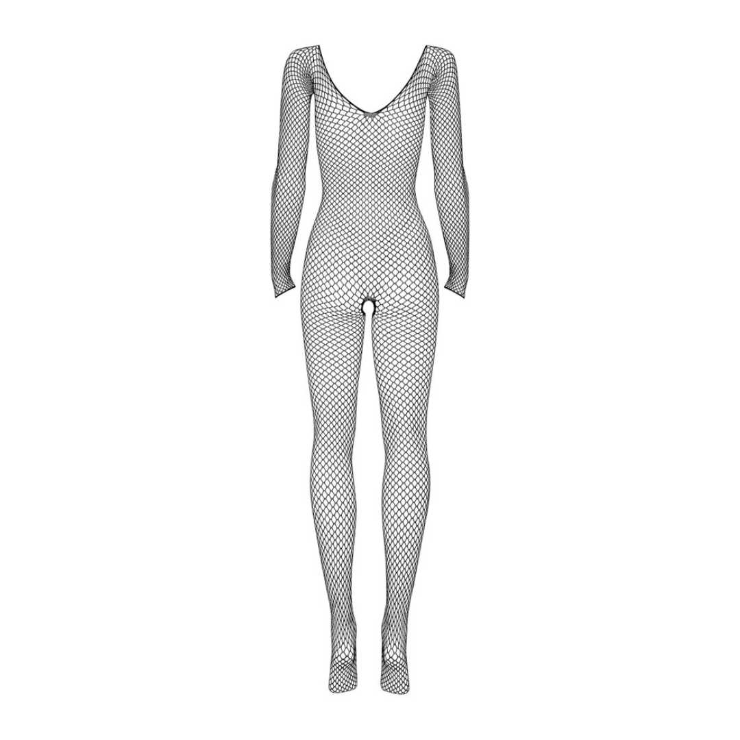 Netz-Bodystocking ouvert mit langen Ärmeln