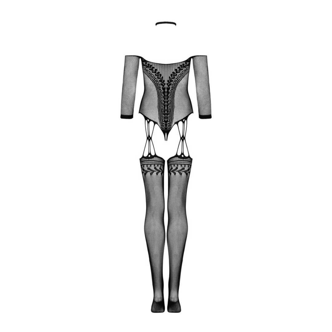 Netz-Bodystocking ouvert mit Halterneck