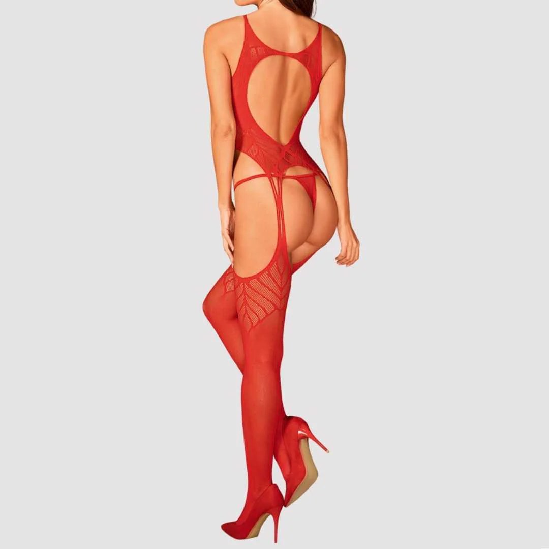 Netz-Body mit Strumpfhalter-Design