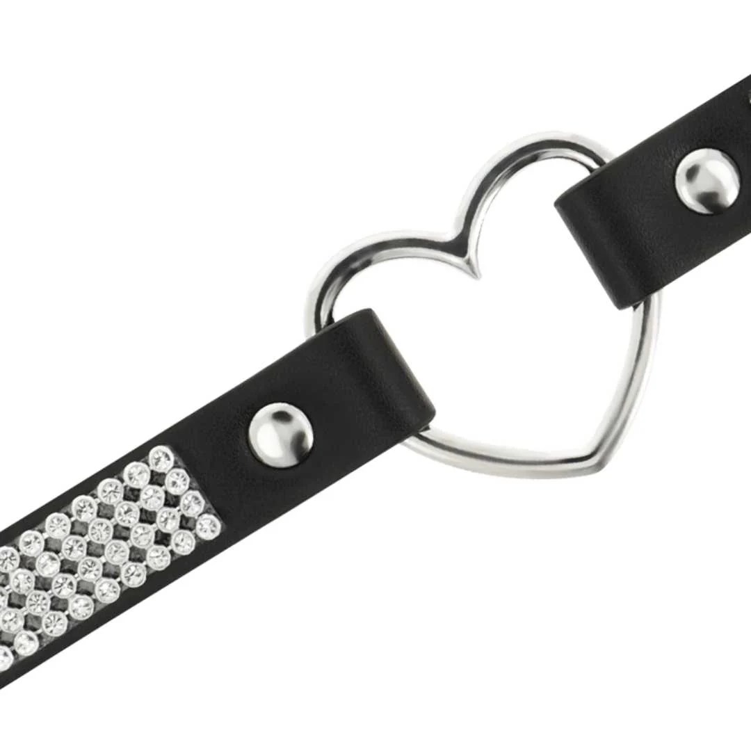 Handgefertigter Choker mit Strasssteinen und Herz