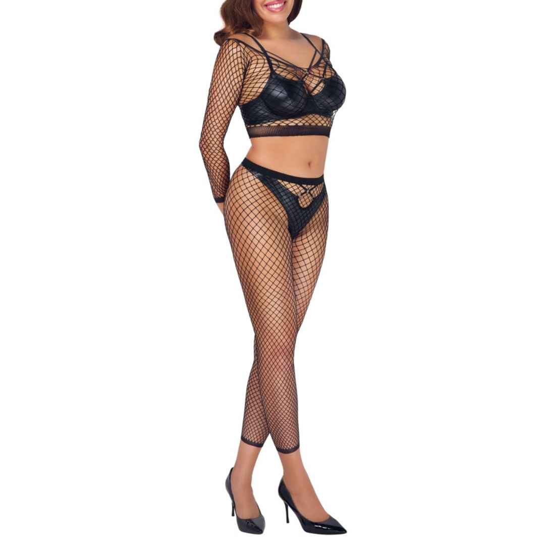 Netz-Zweiteiler mit Top & Leggings