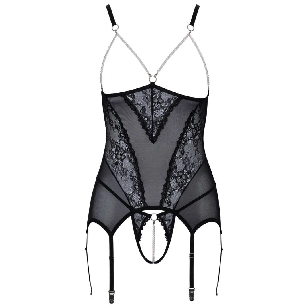 Strapshemd plus String im Ouvert-Set