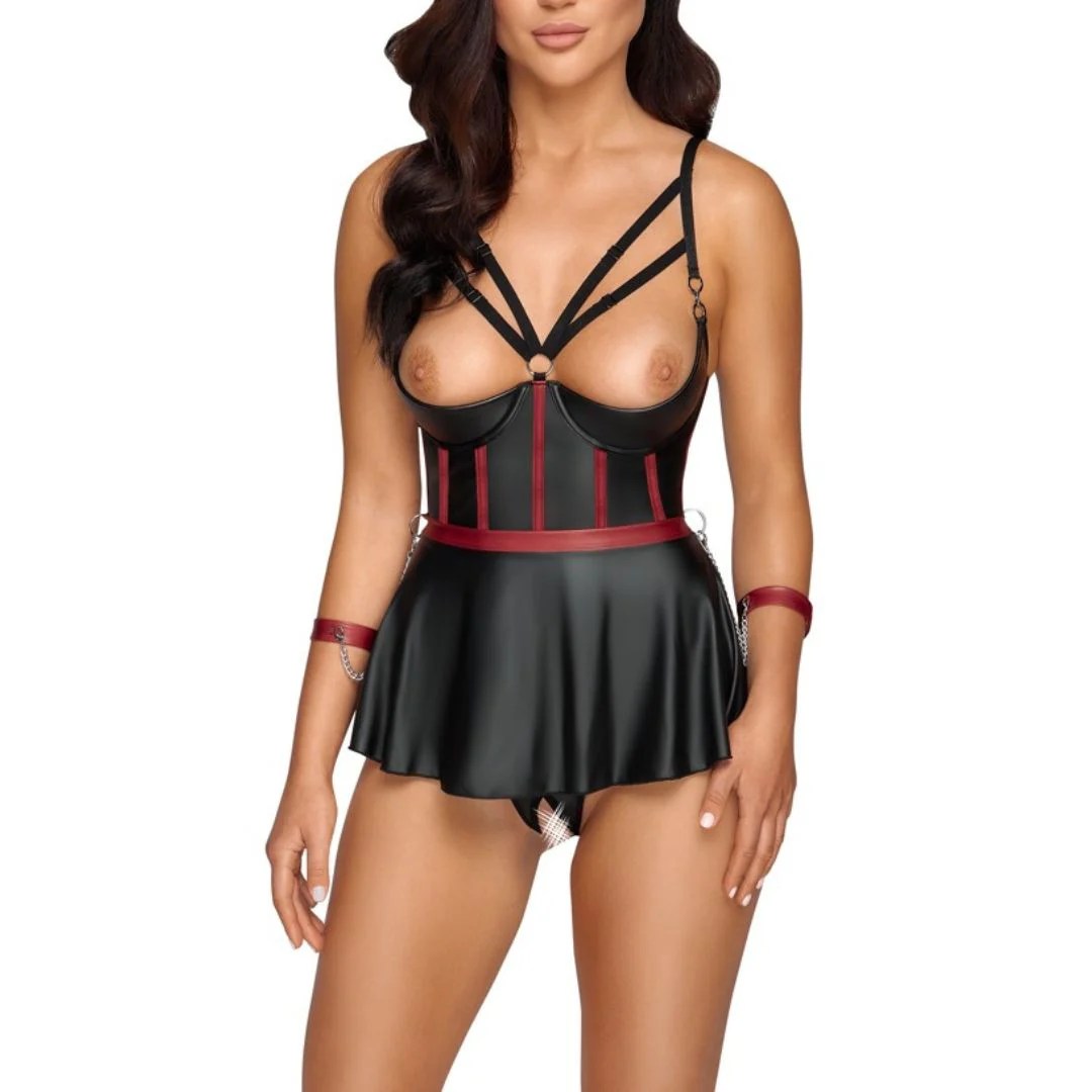 Longline-Hebe mit String ouvert und Armfesseln