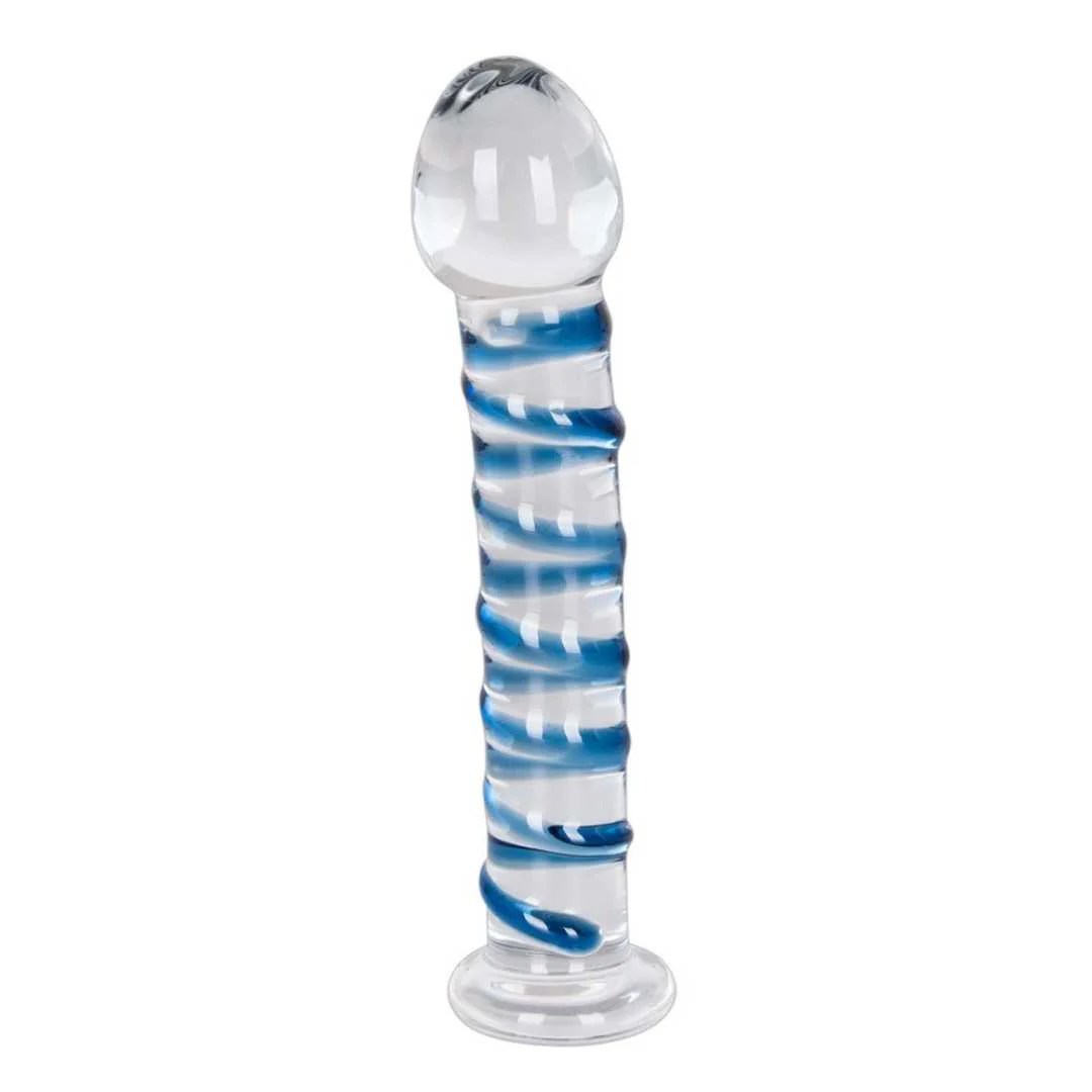 Glasdildo „Arts Clair Bleu“ mit Stimulationsspirale