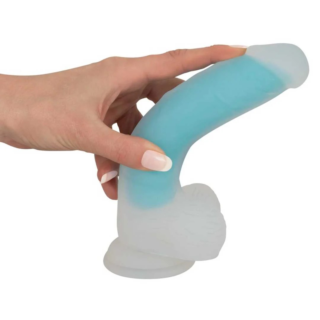 Naturdildo „Glow in the Dark” mit Saugfuß