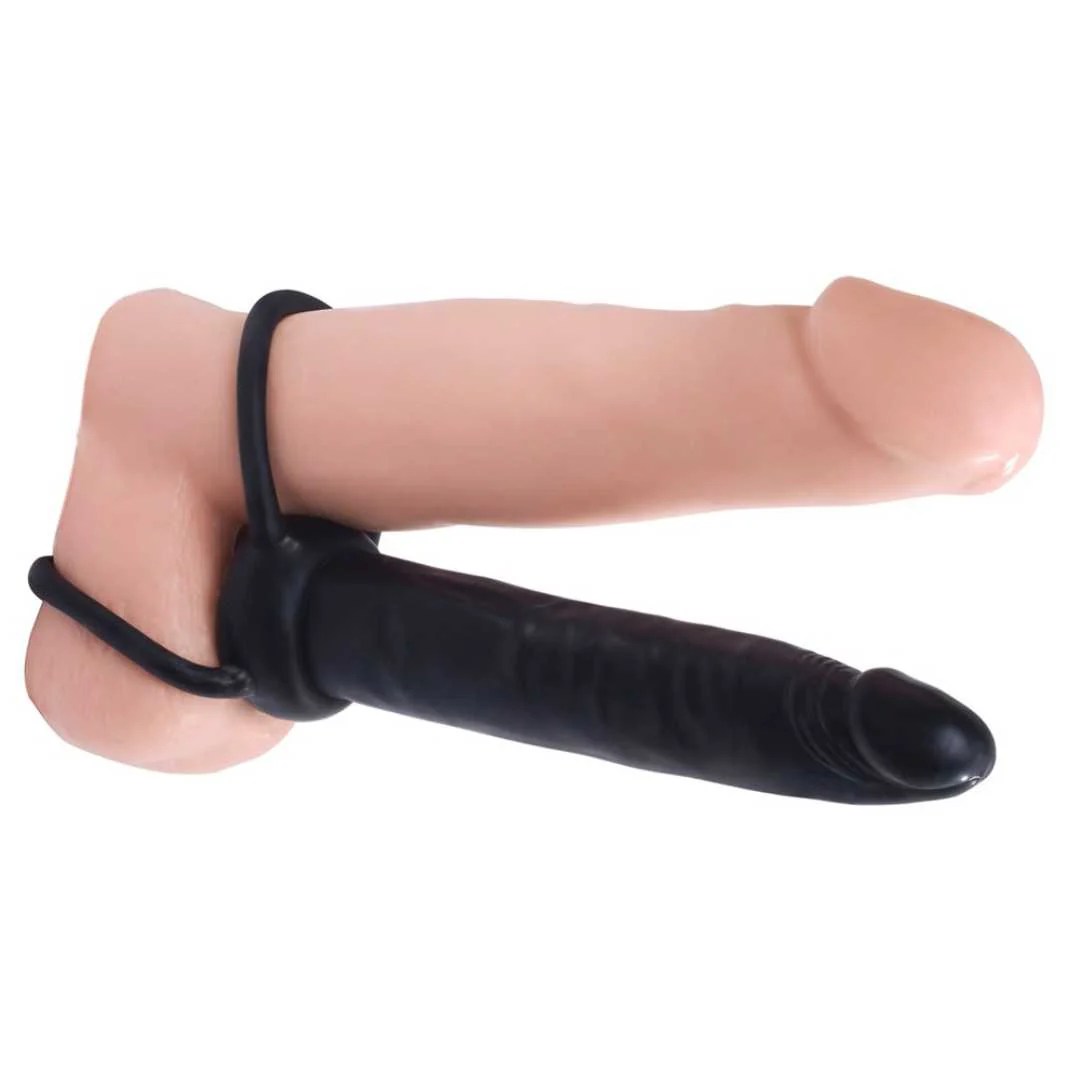 Strap-On „Double Trouble“ mit Penis- und Hodenring